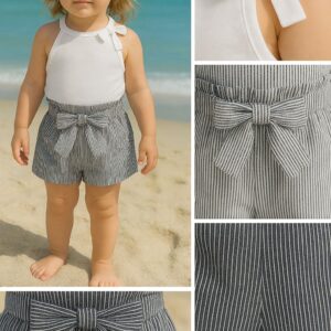 M.Meeraki Baby Girl Eid Dress – Pure Cotton White Shirt & Black Shorts